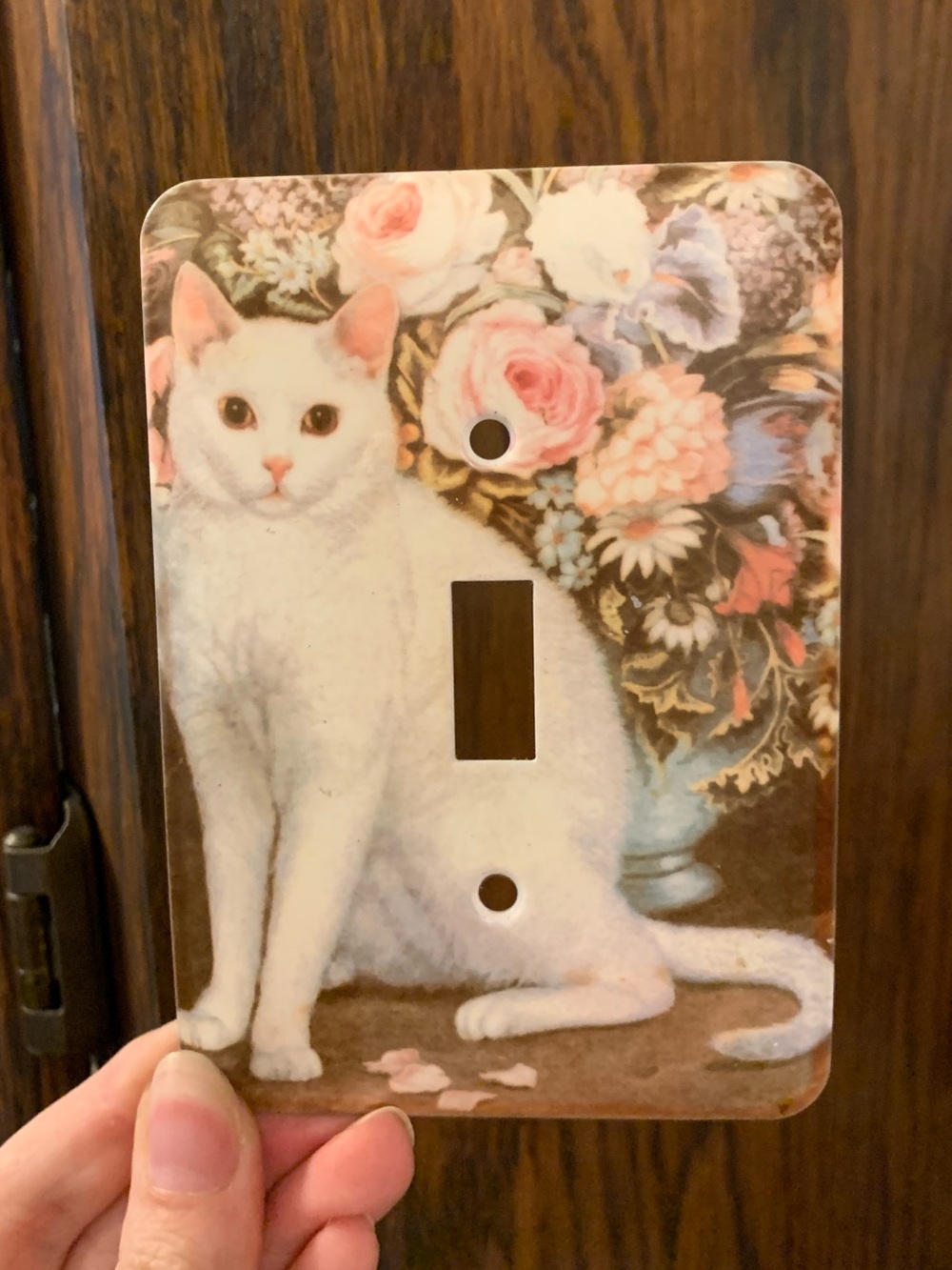 Decorative Cat & Floral Single Toggle Light Switch Wall Plate Cover